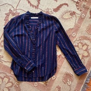 Xirena Kayde Navy Striped Shirt.
Size S